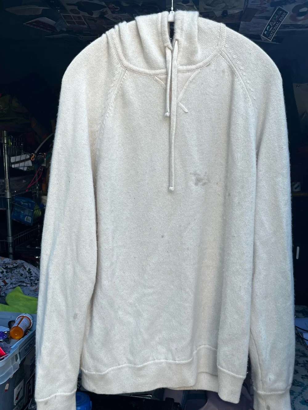 J. Crew Men's Cream 100% Cashmere Hoodie